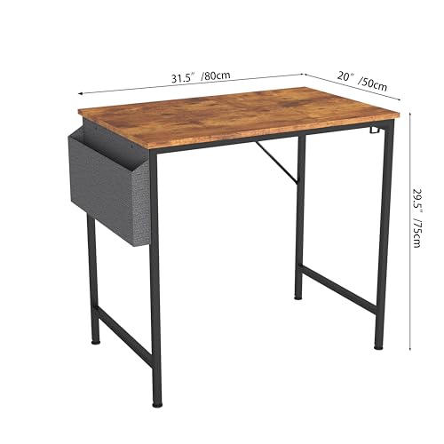 Computer Desk Home Office Writing Study Desk, Modern Simple Style PC Table (Brown, 80 x 50 x 75 cm)