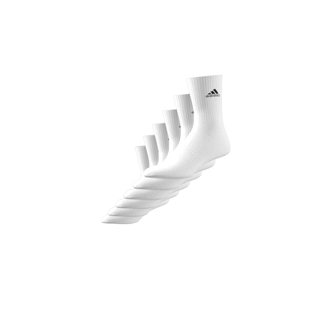 adidas Unisex Cushioned Sportswear Crew Socks 6 Pairs Crew Socks, White / Black, 13-14.5