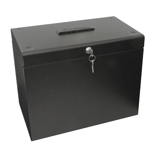 Cathedral Products A4 Steel File Box with Starter Pack of 5 Suspension Files - Black