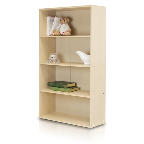 - Furinno 4-Tier Bookcases | Display Shelves | Wood | Steam Beech -