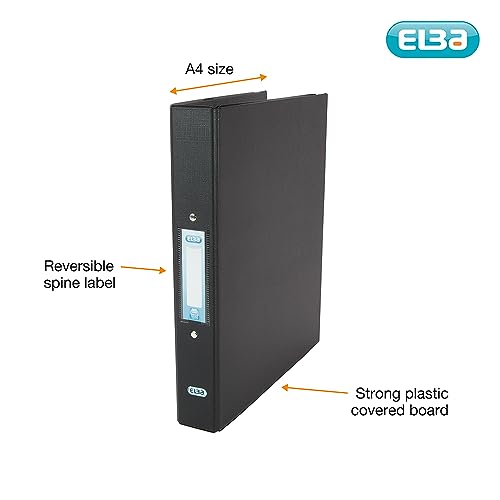 - Elba 5 Black Ring Binders A4 | 2 Ring, Plastic, 5 Folders 40mm -