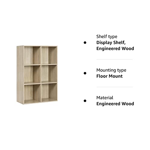 - WOLTU Bookcase, Oak Book Shelf 6 Storage Cubes Unit, Freestanding Bookcases for Living Room, Bedroom
