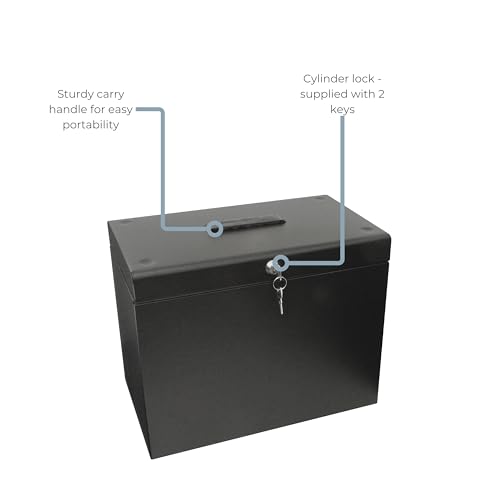 Cathedral Products A4 Steel File Box with Starter Pack of 5 Suspension Files - Black