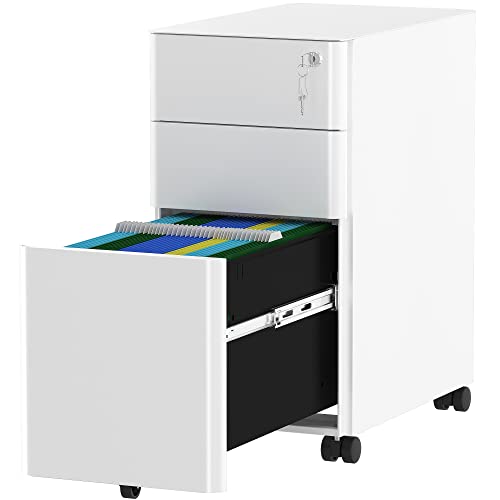 - YITAHOME File Cabinet Metal with 3 Lockable Drawers, Mobile Filing Cabinet for Home Office, Under Desk File Office Drawers