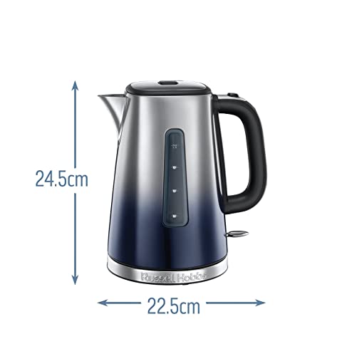 - Russell Hobbs Eclipse Stainless Steel & Midnight Blue | Ombre 1.7L Electric Cordless Kettle | (Quiet & Fast Boil) -
