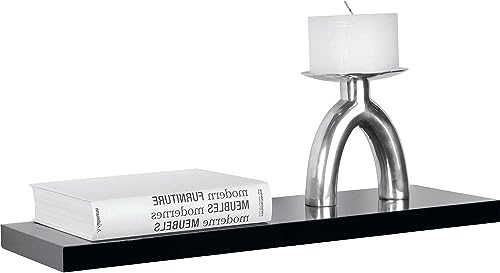 - Homme Concept | 110cm High Gloss Floating Shelves | Black Wall Shelf -