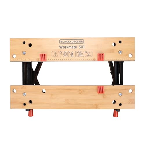 BLACK+DECKER Workmate, Work Bench Tool Stand Saw Horse Dual Clamping Crank, Heavy Duty Steel Frame, WM301