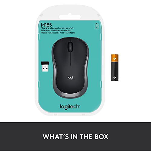 - Logitech M185 Wireless Mouse | 2.4GHz with USB Mini Receiver | 12-Month Battery Life -