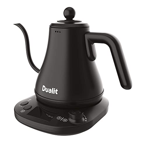 - Dualit Pour Over Fast Boil Electric Kettle | Matt Black | Gooseneck Precision Spout | Digital Display Screen | Highly Energy Efficient 800ml Capacity | 72960 -