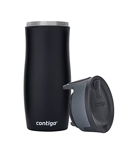 Contigo West Loop Autoseal Travel Mug, Stainless Steel Thermal Vacuum Flask, Leakproof Tumbler, Coffee Mug with BPA Free Easy-Clean Lid, 470 ml, Black
