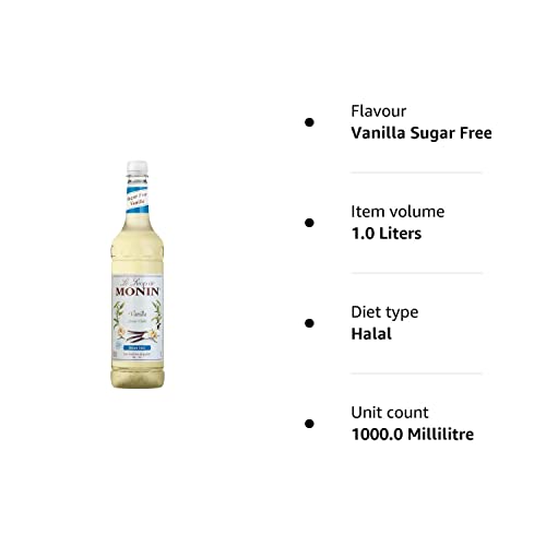 - MONIN Premium Vanilla Sugar Free Syrup | 1L | Coffee and Cocktails -