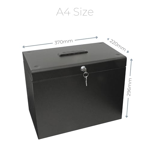 Cathedral Products A4 Steel File Box with Starter Pack of 5 Suspension Files - Black