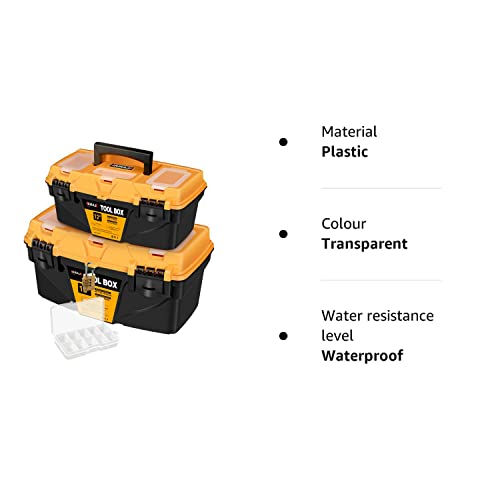 AIRAJ PRO Toolbox Storage,12"and15"Plastic Tool Box with Mini Organizer,Tool boxes with removable tray and anti-deformation plastic latch,Storage for Tools,Toys,Stationery and Decorations