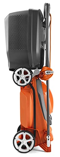 - Flymo EasiStore 340R Electric Rotary Lawn Mower | 34 cm Cutting Width | 35 Litre Grass Box | Close Edge Cutting | Rear Roller | Central Height Adjust -