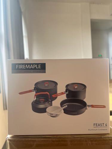 - Fire-Maple Feast 4 Camping Cookware Set | Outdoor Cooking kit with Pot Kettle Pan Bowls and Spatula -