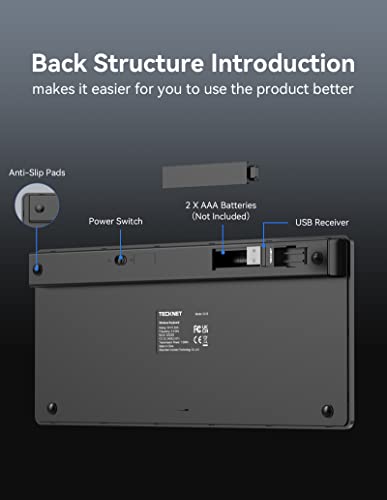 - TECKNET 2.4G Wireless Keyboard |Windows/Chrome OS | UK Layout Compact -