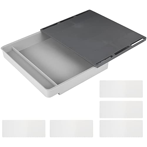 - Under Table Drawer Storage with 5 Stickers | Large Hidden Desktop Drawer Tray -