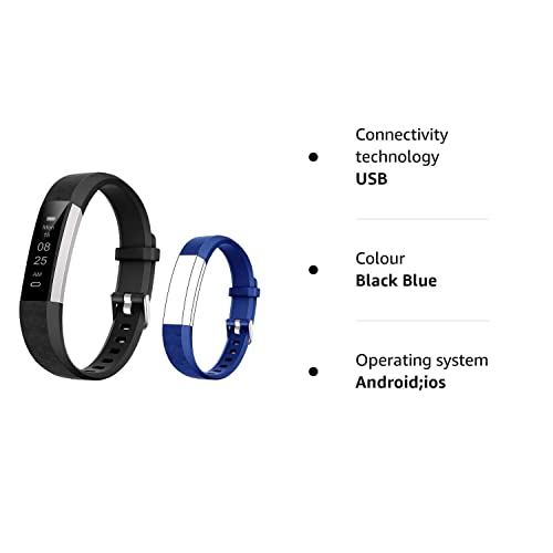 BIGGERFIVE Fitness Tracker Watch for Kids Boys Girls Teens, Pedometer Watch, Activity Tracker, Sleep Monitor, Calorie Counter, Silent Alarm Clock, IP67 Waterproof Step Counter Watch (Dual Straps)