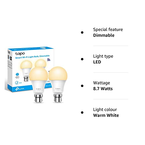 - Tapo Smart Bulb | Smart Wi-Fi LED Light | B22 | 8.3W | Energy saving -