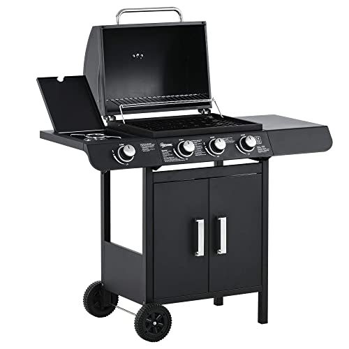 - Outsunny Gas Burner Barbecue | Grill 3+1 Burner -