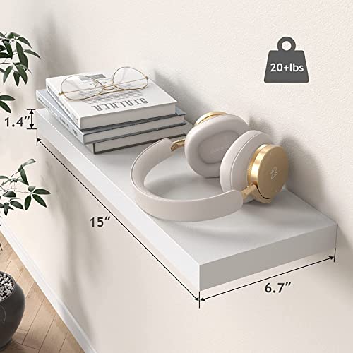 - STOREMIC Floating Shelves | 38cm |  3 White Shelves | Screw Mounted | Easy Installation -