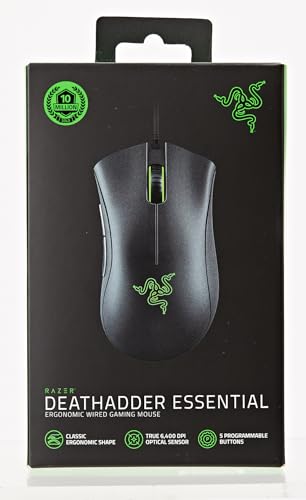 - Razer DeathAdder Essential | Wired Gaming Mouse | 5 Programmable Buttons | Black -