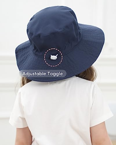 Adorel Baby Boys Bucket Hat Adjustable Sun Hat Pack of 2 Plain Grey&Deep Blue 3-7 Years (Manufacturer Size:M)