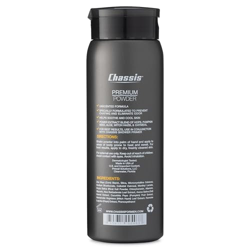 Chassis Unscented Powder for Men Premium Body Powder, Talc-Free