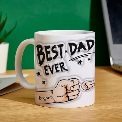 - VEELU Personalised Dad Mug with Kids Names, Custom Father's Day -