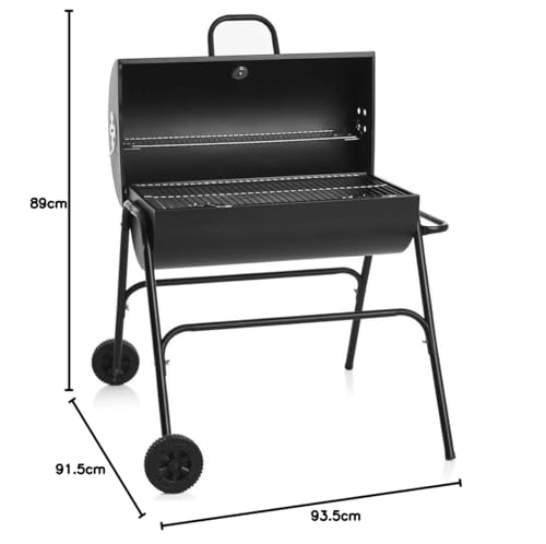 - Wilko Oil Drum Charcoal BBQ Grill - With Lid Cover - Chrome Plated Steel Cooking Grid