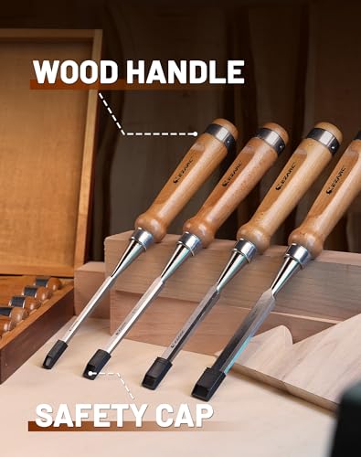 - EZARC 6pc Wood Chisel Set for Woodworking | CRV Steel with Ash Wood Handle -