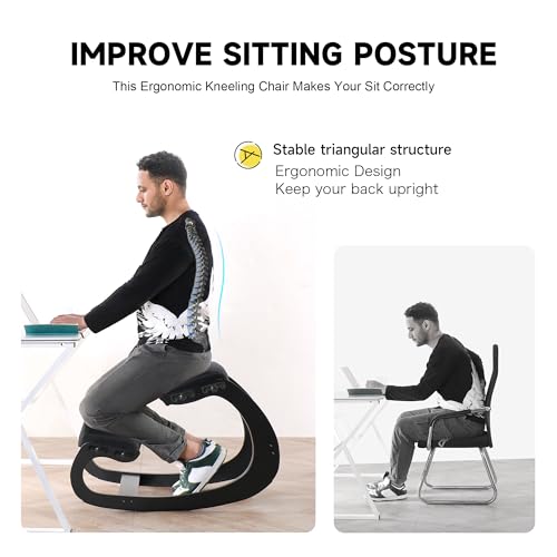 - MallVitally Adjustable Kneeling Chair | Wooden Ergonomic Rocking Chair -