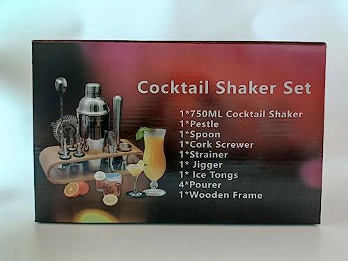 AYAOQIANG Cocktail Making Set, Cocktail Shaker Set with Stand, 750ml Stainless Steel Shaker for Cocktail, Home Bar Cocktail Tool Set for Bartender,Gift for Men Birthday,Thanksgiving,Christmas