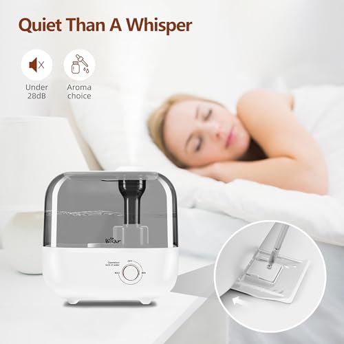 Bear 5L Top Fill Humidifier for Bedroom, 35-Hour Run Time, with Aromatherapy Tray, Ultra Quiet, 360° Expandable Steam Nozzle,Automatic Shut Off, White