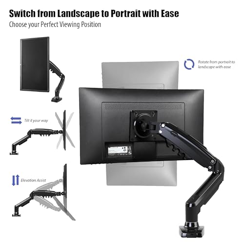 - Invision PC Monitor Arm Ergonomic Height Adjustable Gas Assisted Full Motion | Single Arm Desktop Clamp Mount for 17–27” Screens with Tilt Swivel Extend | VESA 75mm/100mm Weight 2kg-6.5kg (MX150) -