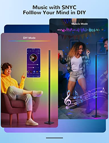 - ibaye Smart LED Floor Lamp | RGB Corner Floor Lamp | Music and DIY Mode | Modern Standing Lamp Compatible With Alexa -