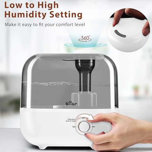 Bear 5L Top Fill Humidifier for Bedroom, 35-Hour Run Time, with Aromatherapy Tray, Ultra Quiet, 360° Expandable Steam Nozzle,Automatic Shut Off, White