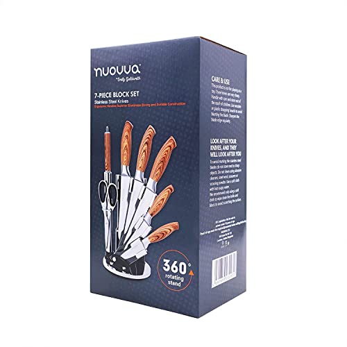 - Sharp Kitchen Knife Set | Rotating 7 Pcs Stainless Steel Knife Block | 360 Degree Rotating Acrylic Stand –