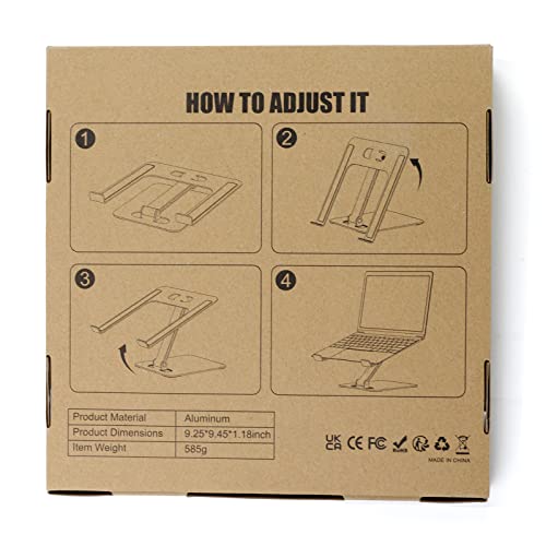 Babacom Laptop Stand Lap Desk, Ergonomic Foldable Computer Stand with Adjustable Height, Ventilated Aluminium Alloy Riser Compatible with MacBook Air, Pro, All 10-16" Laptops (Silver)