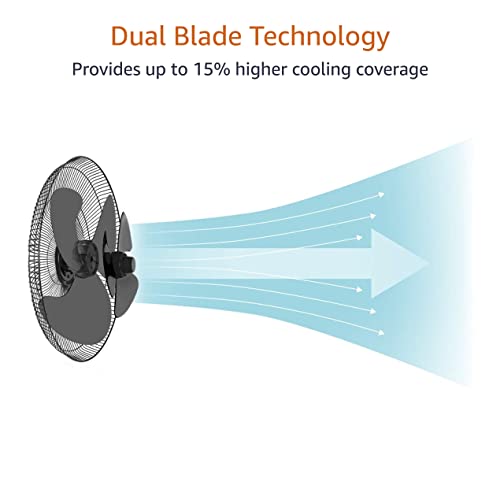 Amazon Basics Height & Tilt Angle Adjustable Oscillating Digital Dual 3-Blade 3-Speed Standing Pedestal Fan with Remote Control, Black