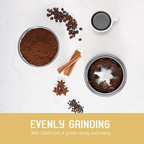 - TWOMEOW | Coffee Grinder | Adjustable Electric Spice Grinder |  Removable Grinding Cup | 80g -