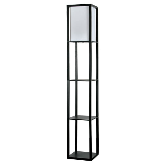 - MiniSun, Wooden Floor Standard Lamp with Shelves Living Room Lounge Light -