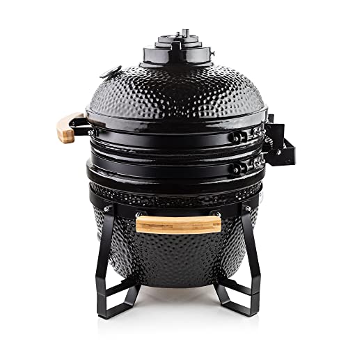 - Fire Mountain 15" Mini Ceramic BBQ Kamado Grill | Egg BBQ, Fitted Cover, Portable Charcoal BBQ Grill -