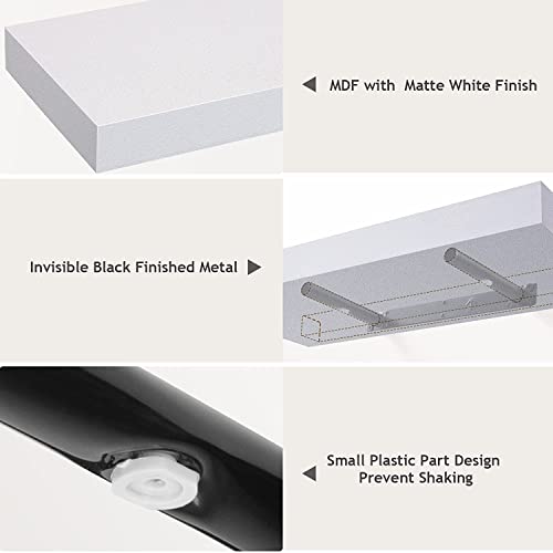 - STOREMIC Floating Shelves | 38cm |  3 White Shelves | Screw Mounted | Easy Installation -