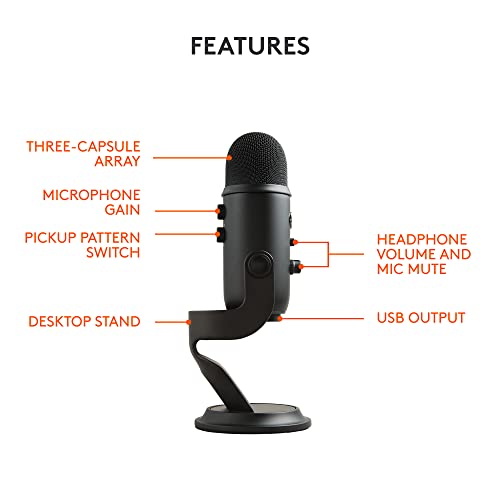 - Logitech Blue Yeti USB Microphone | Streaming | Podcasting | Studio and Computer Condenser Mic-