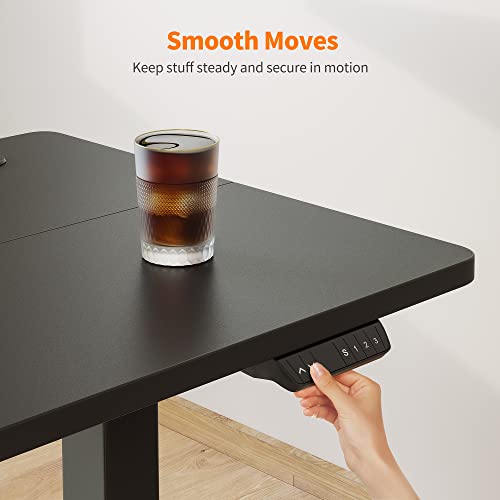 Cubiker Standing Desk Height Adjustable Electric Desk, 100 * 60cm Stand up Table, Sit Stand Home Office Desk with Splice Board, Black Top