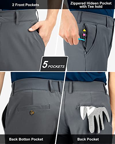 33,000ft Men's Golf Trousers Lightweight Golf Pants Stretch Quick Dry Breathable Work Causual Pants for Golfing with Pockets Grey 34W *30L