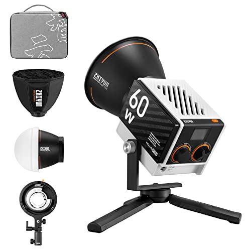 - Zhiyun G60 COMBO LED Video Continuous Lighting Dimmable 2700K-6500K CRI96+ TLCI 97+ Studio Photography Light Supports APP Control with Bowens Mount Adapter