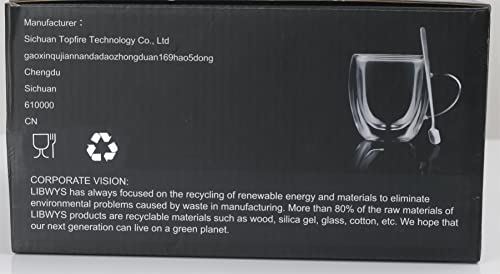 - LIBWYS 4 Pack Double Walled Glass Coffee Mugs with 4 Spoons | 250ml Cappuccino Latte Tea Cups with Handle -
