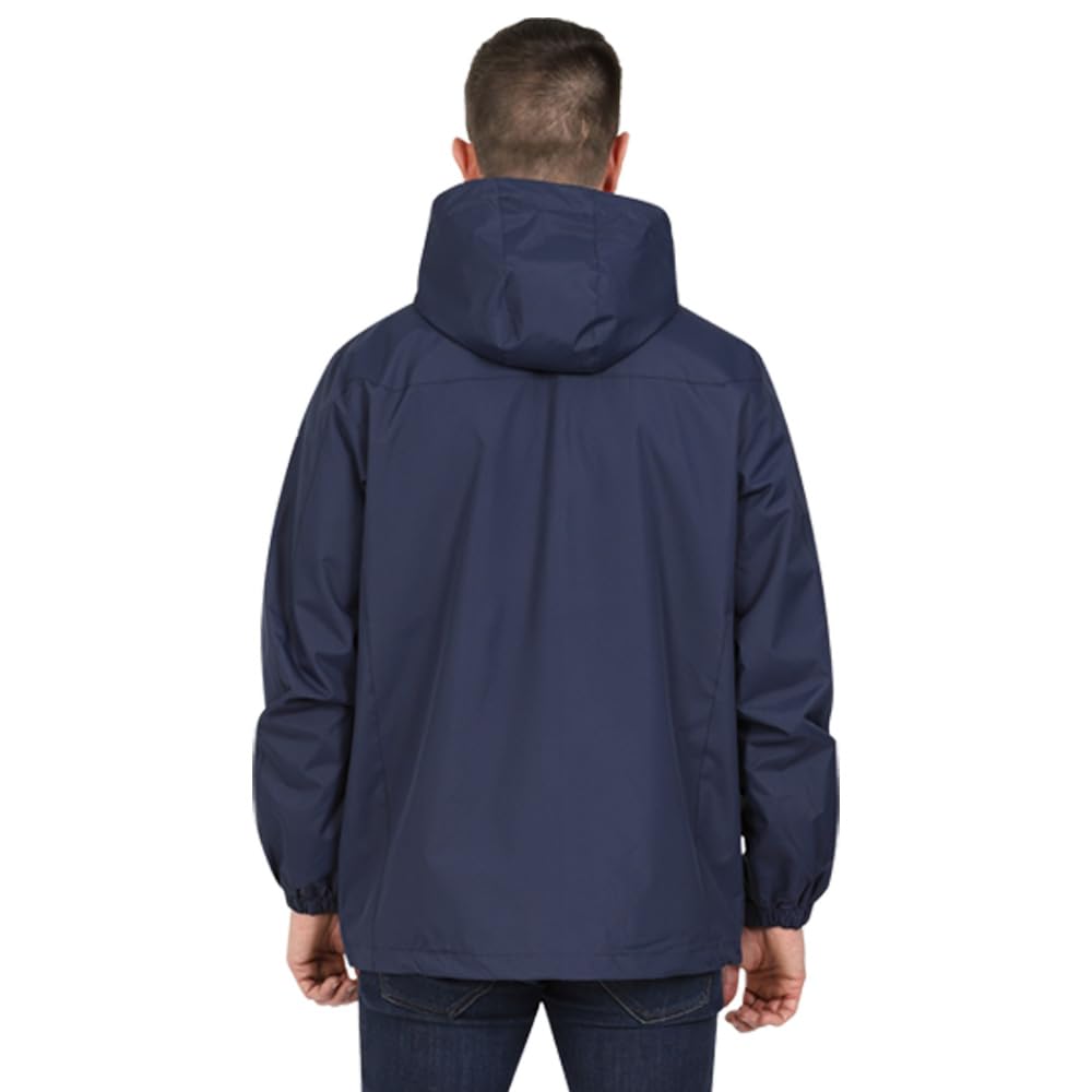 Blu Apparel Mens Waterproof Rain Jacket Premium Branded Walking Hiking Everyday wear Jacket Windproof (UK, Alpha, L, Regular, Regular, Navy)
